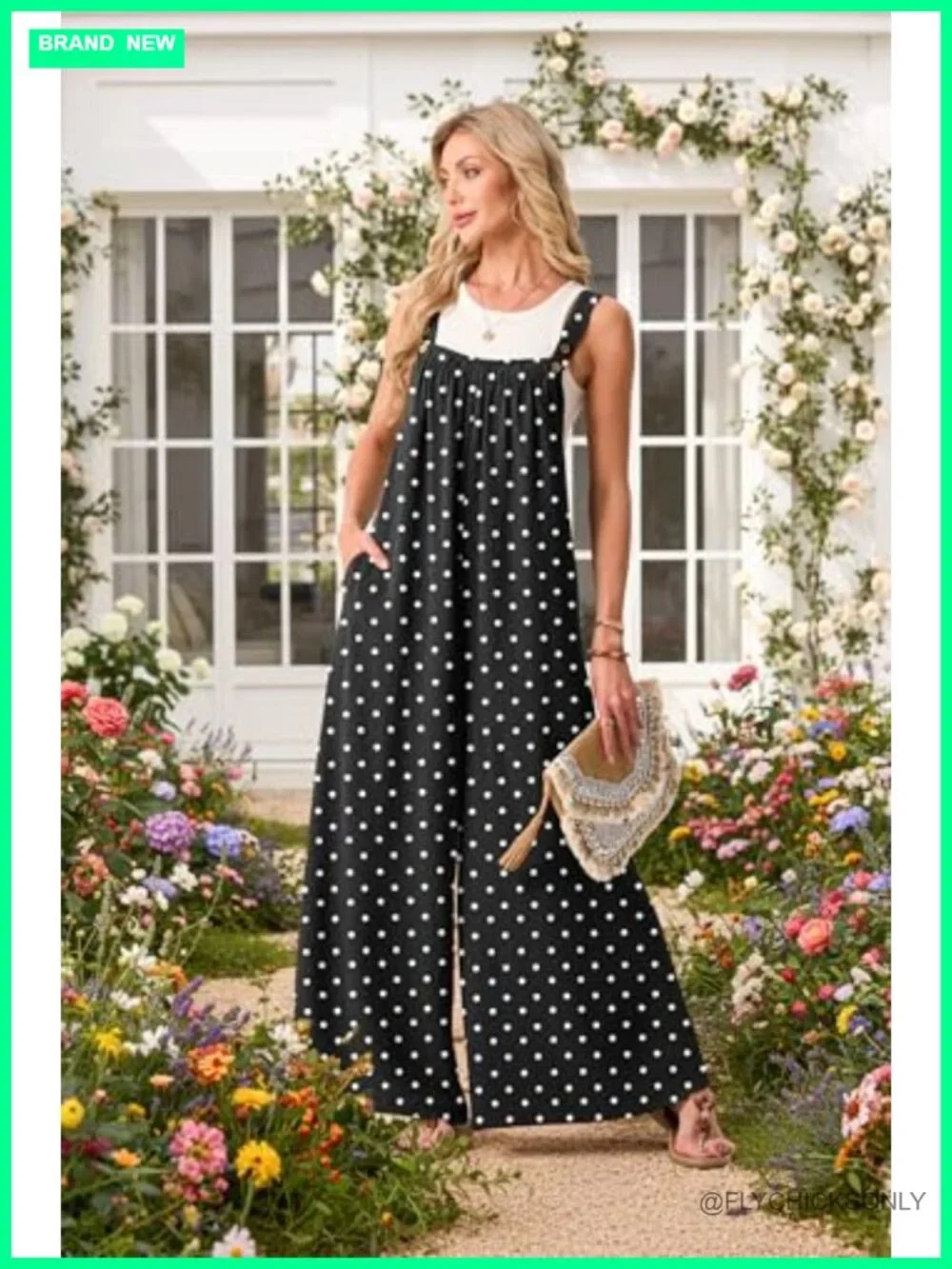Womens Casual Jumpsuit Wide Leg Romper Sleeveless Overalls with Pockets